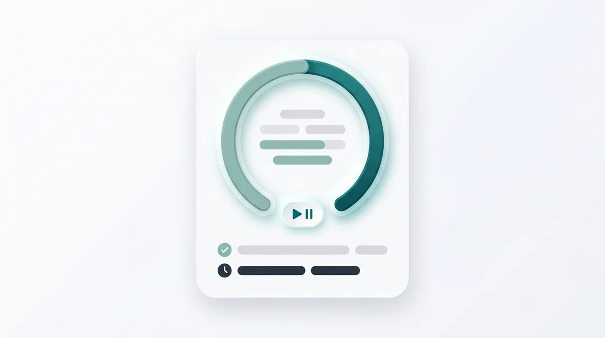 A circular focus timer with play and pause on a task card