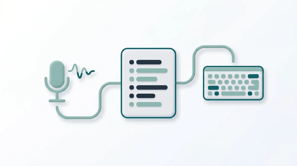 Voice and typed notes feeding into a notes list